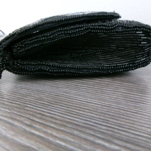 Vintage Beaded Art Deco Style Crossbody Purse Shoulder Bag Multi Color Black Red - Picture 9 of 13